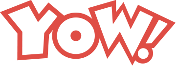Logo von YOW! in roten, weiß ausgefüllten Comic-Buchstaben mit Ausrufezeichen, als Signatur des YOW! Teams am Ende des Beitrags