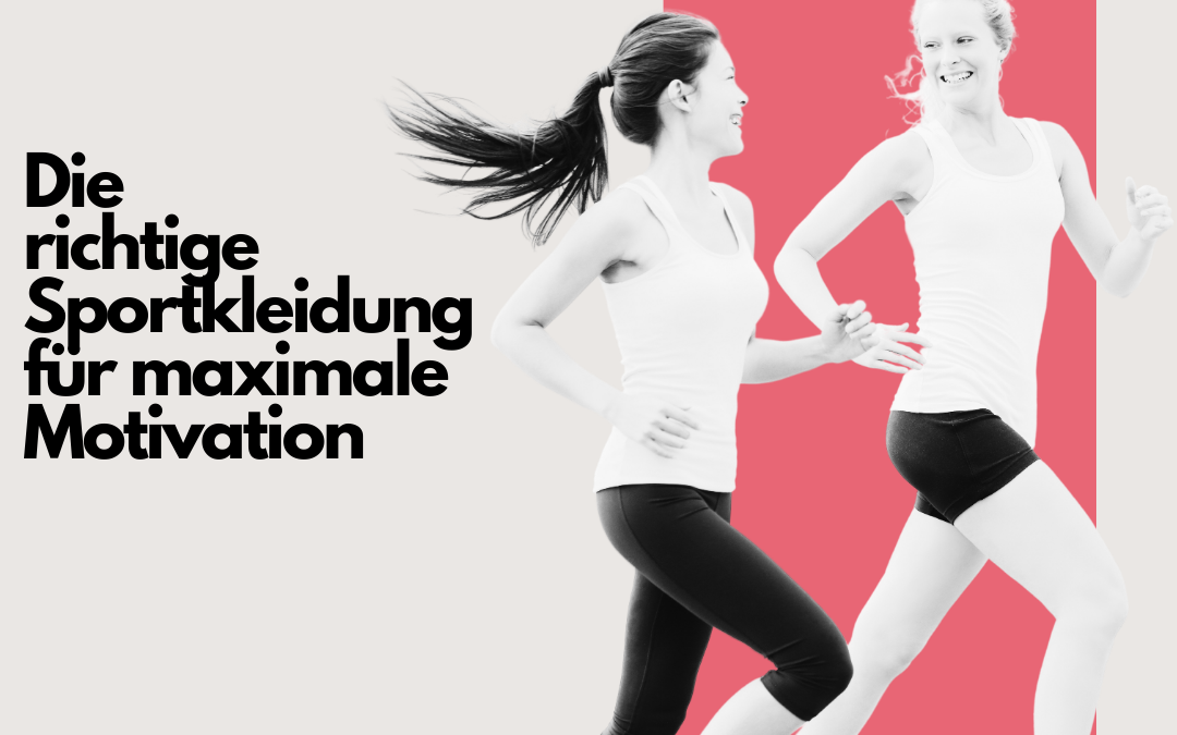 Die richtige Sportkleidung für maximale Motivation – zwei lachende Frauen joggen in weißen Tanktops und schwarzen Sporthosen